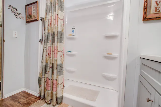 a bathroom with a shower