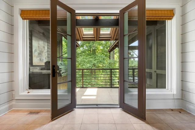 a view of a park with a tree