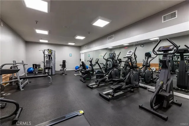 a view of a room with gym equipment