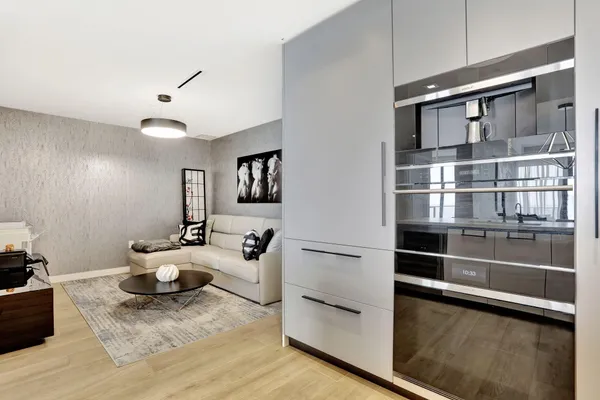 a living room with furniture