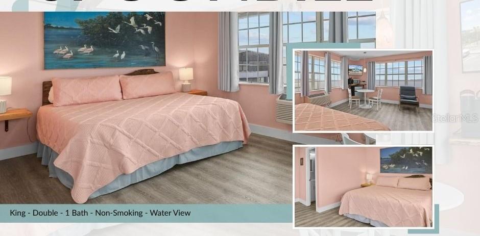 491 Dock Street Cedar Key, FL 32625 - Photo 13 of 22 a bedroom with a bed and large window with outer view