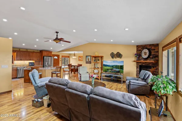 a large kitchen with lots of counter space