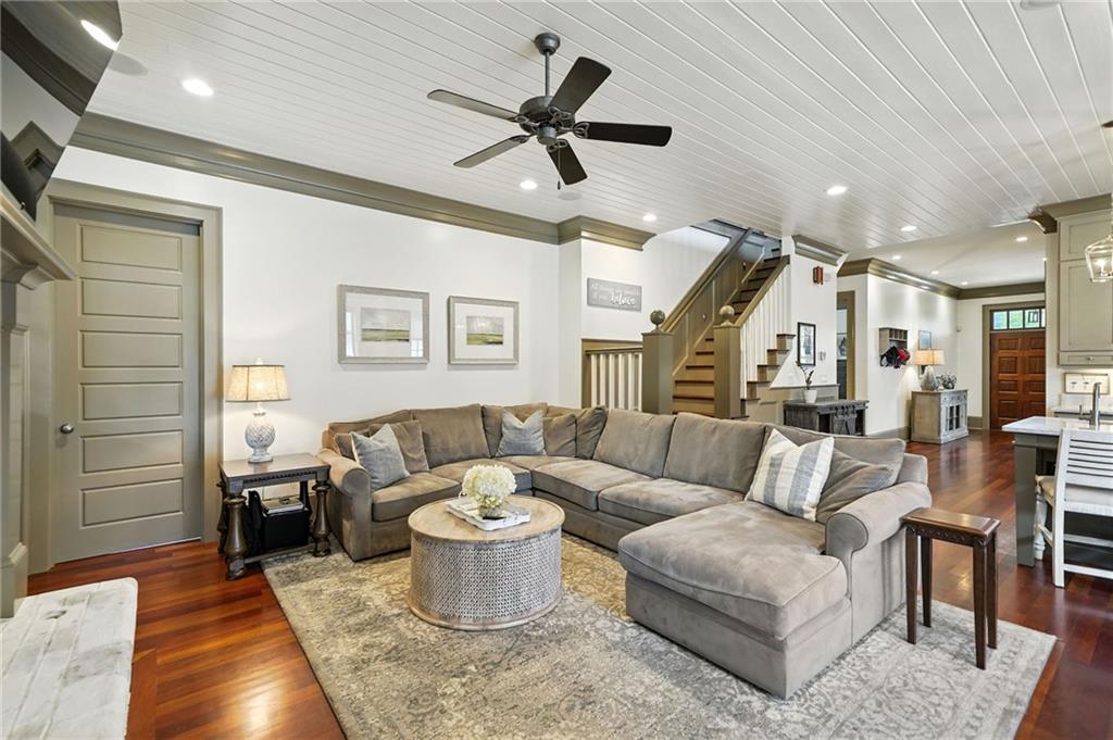 2229 Long Road Ball Ground, GA 30107 - Photo 28 of 88 a living room with furniture a rug and a ceiling fan