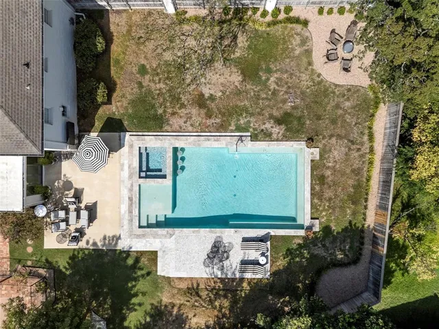 an aerial view of a house