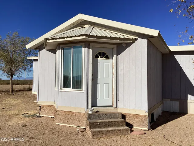 a view of a lake with a patio