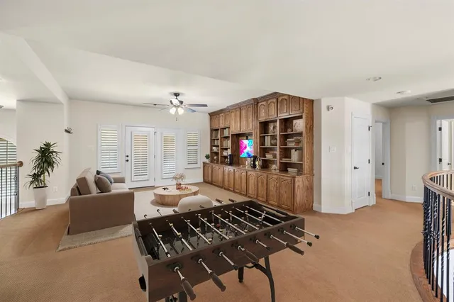 a view of an empty room with cabinet