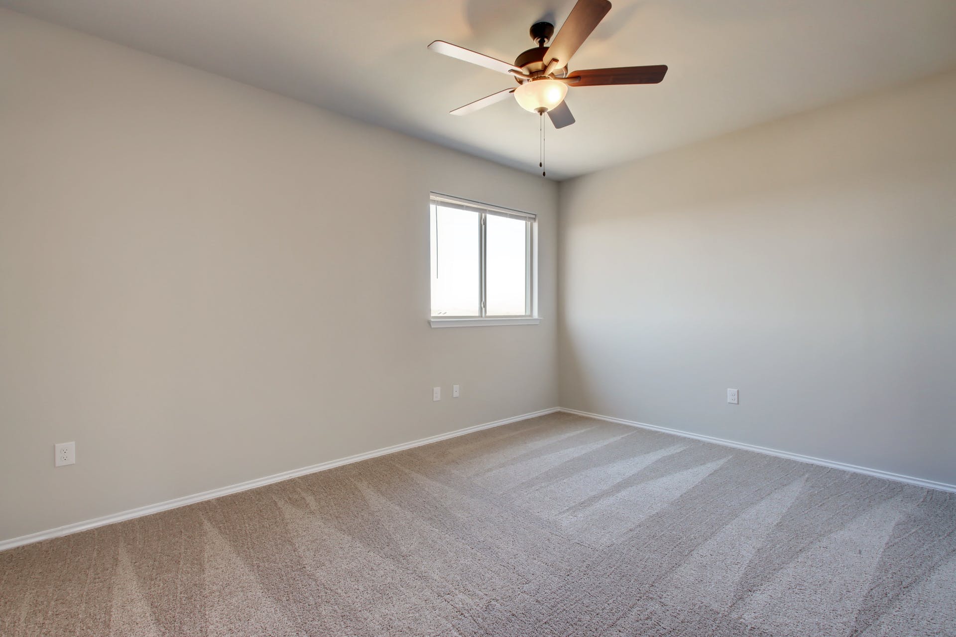 1202 Garland Road Georgetown, TX 78626 - Photo 19 of 28 Neutral-toned carpeted room featuring a ceiling fan with integrated lighting, a double-paned window, and light-colored walls