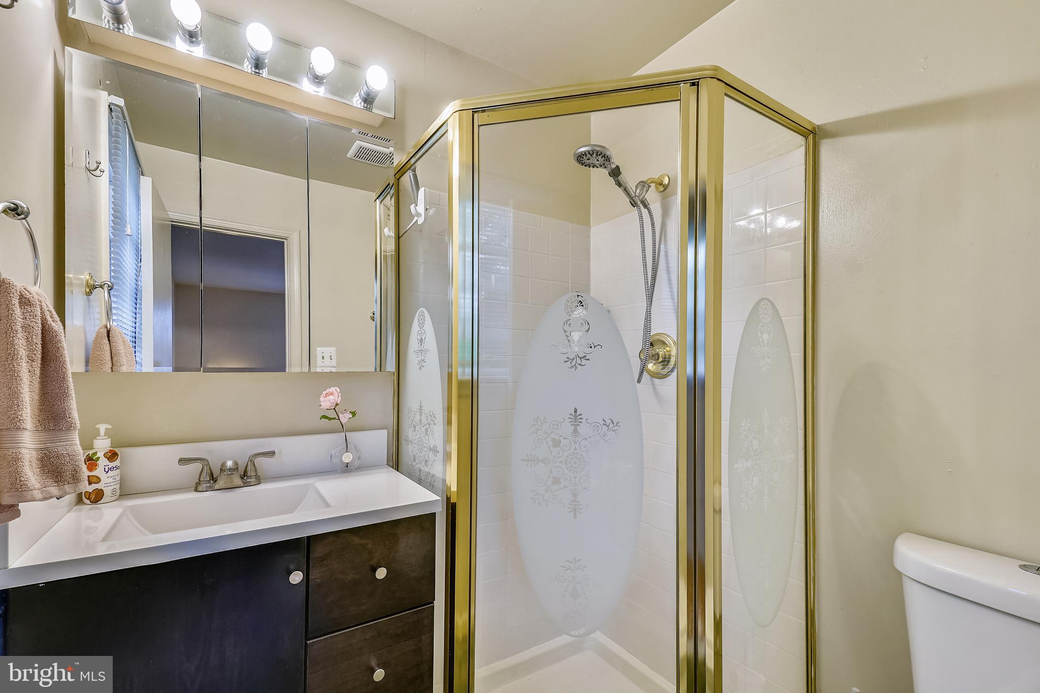 11806 Seven Locks Road Potomac, MD 20854 - Photo 26 of 44 a bathroom with a double vanity sink mirror and shower