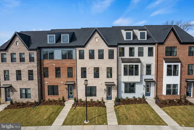 a front view of residential houses