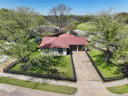 an outdoor view with patio