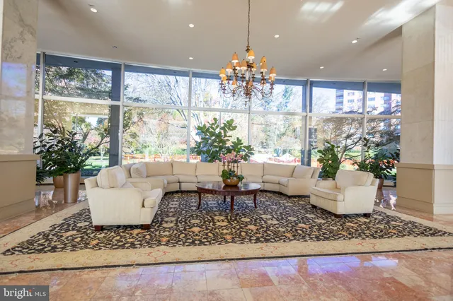a view of a lobby with furniture