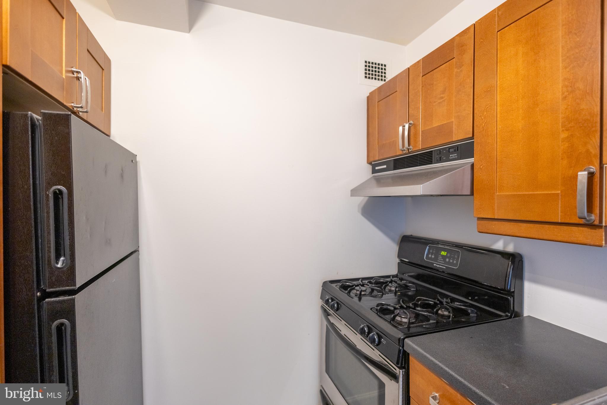 4201 Cathedral Avenue Northwest, Unit 1219E Washington, DC 20016 - Photo 7 of 20 a kitchen with stainless steel appliances granite countertop a stove and a refrigerator