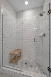 a bathroom with a shower