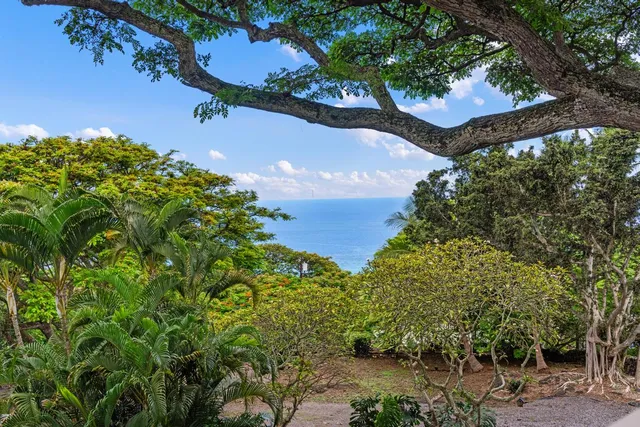 an aerial view of a house with yard