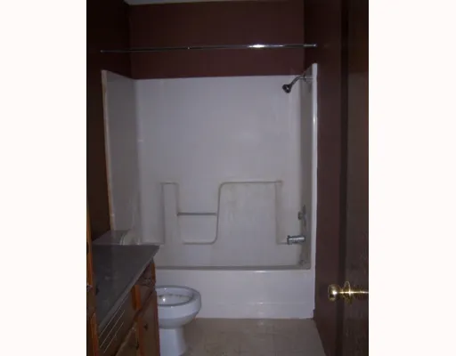 a bathroom with a shower and a toilet