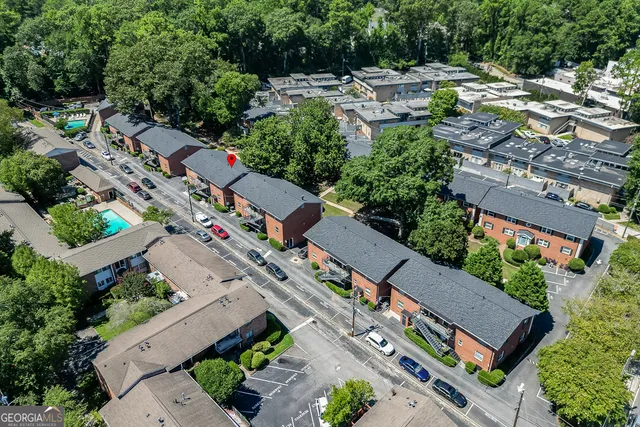 an aerial view of a house