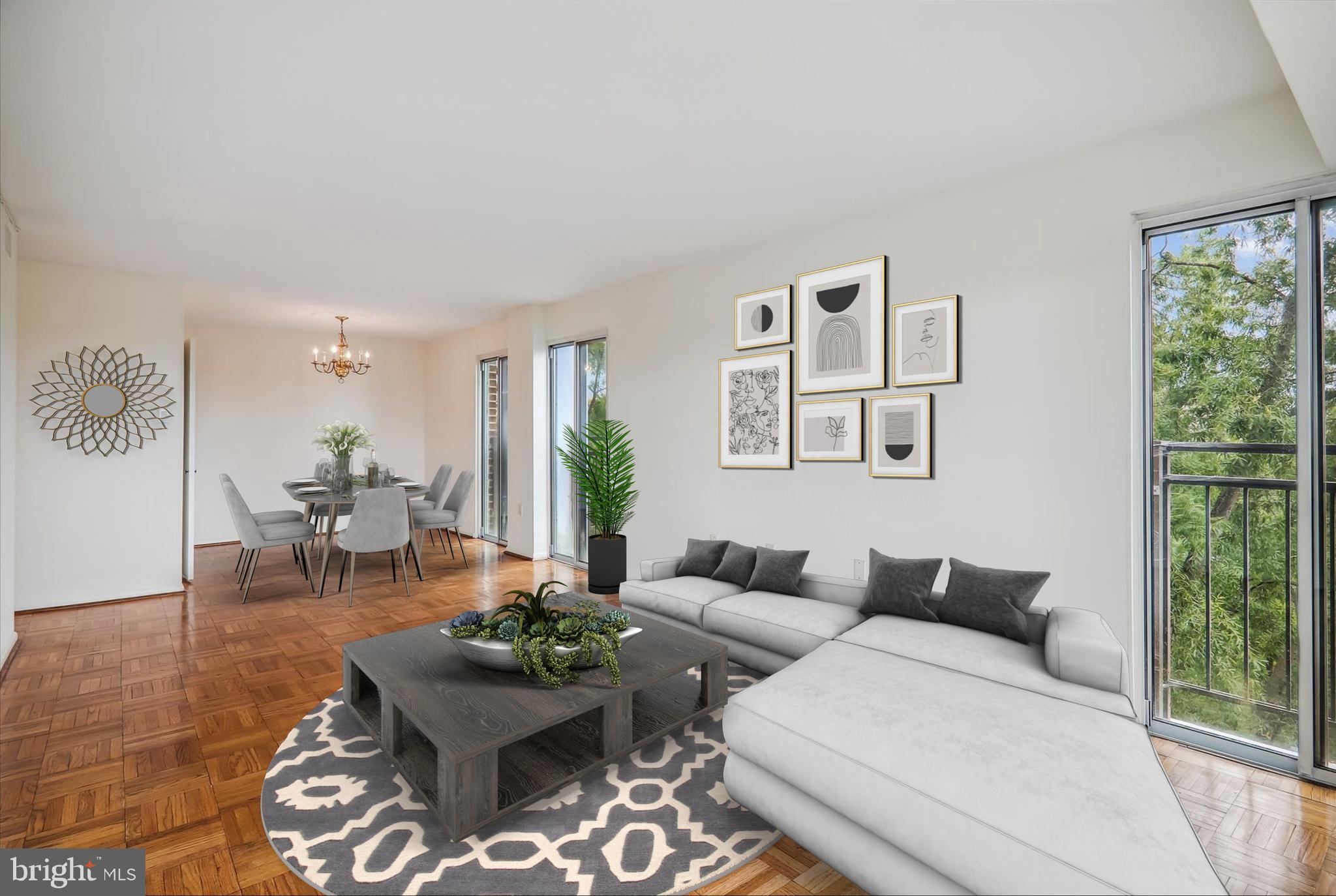 700 7th Street Southwest, Unit 701 Washington, DC 20024 - Photo 5 of 54 Living Room and Dining Room Virtually Staged
