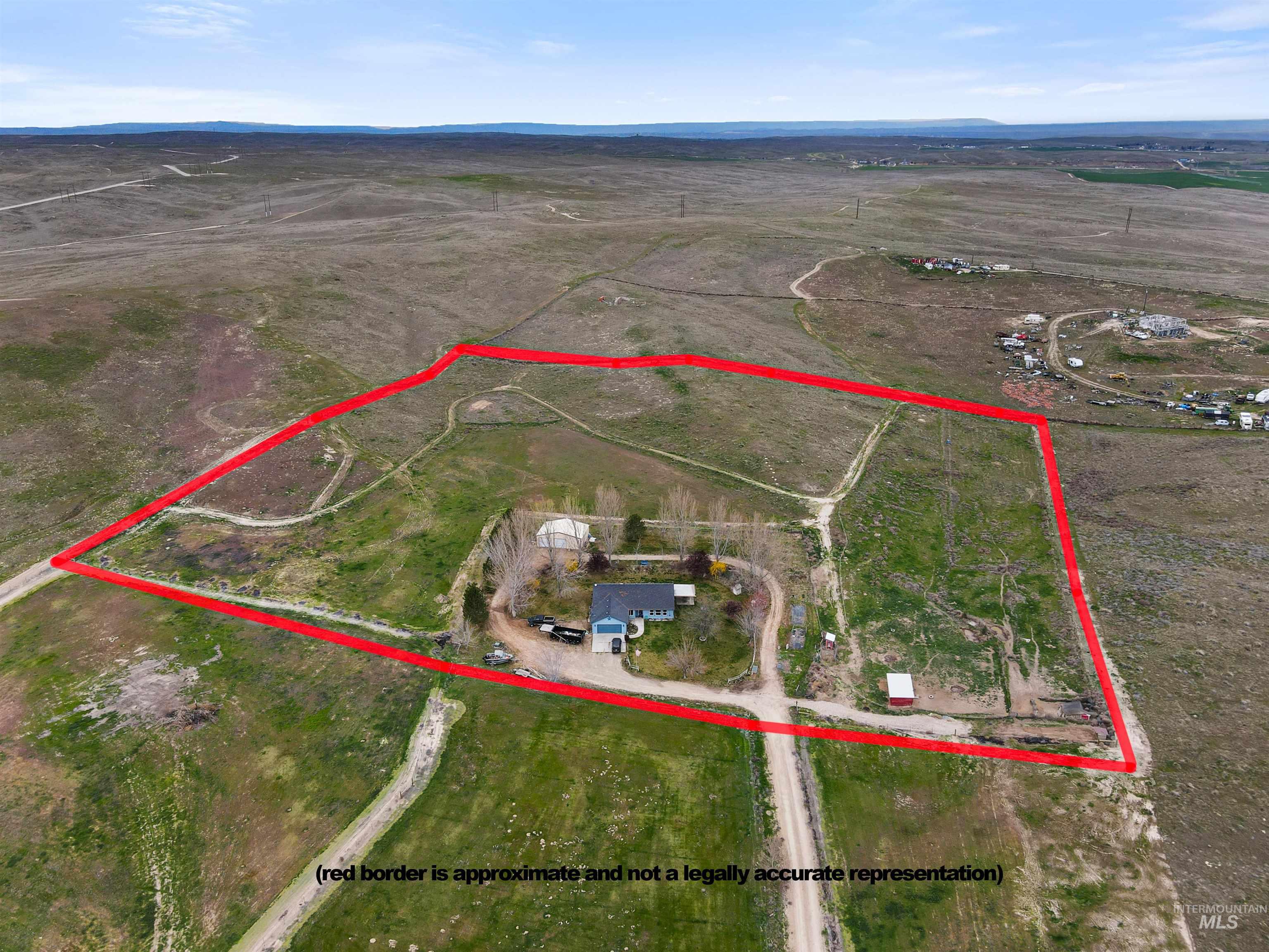 731 Tower Lane Caldwell, ID 83607 - Photo 2 of 38 Aerial view of sparsely populated area with property parcel outlined