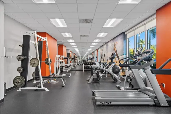 a view of a room with gym equipment