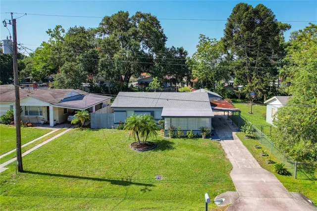 an aerial view of a house