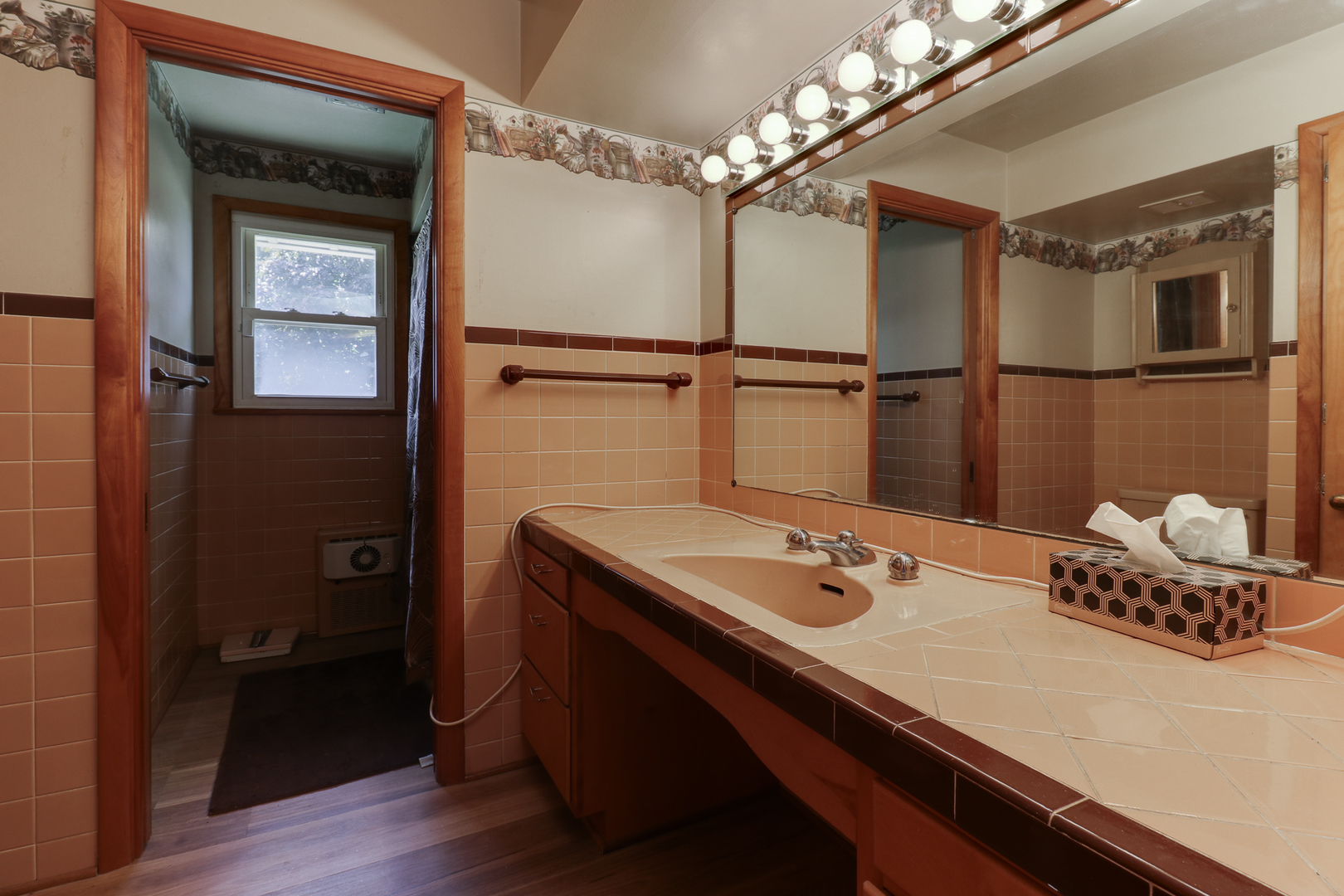 29428 East 500 North Road Le Roy, IL 61752 - Photo 34 of 79 a bathroom with a granite countertop sink a mirror and shower