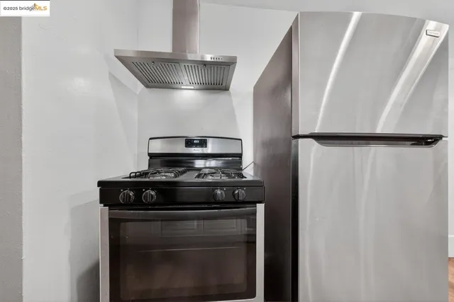 a stove top oven sitting inside of a kitchen