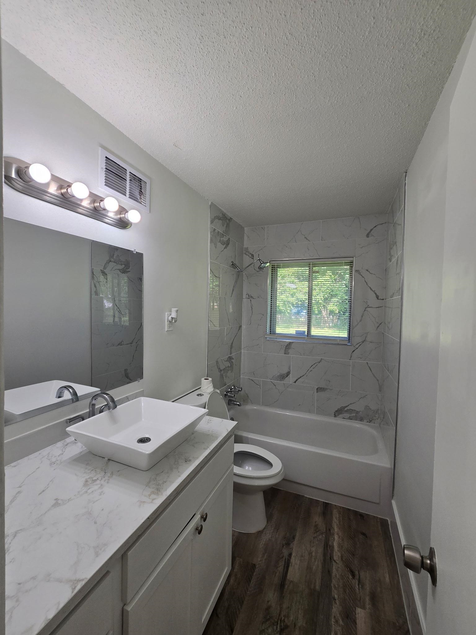 2889 Randy Cove Memphis, TN 38118 - Photo 15 of 18 Bathroom featuring a vessel sink, white vanity with cabinet storage, and wood-finish flooring