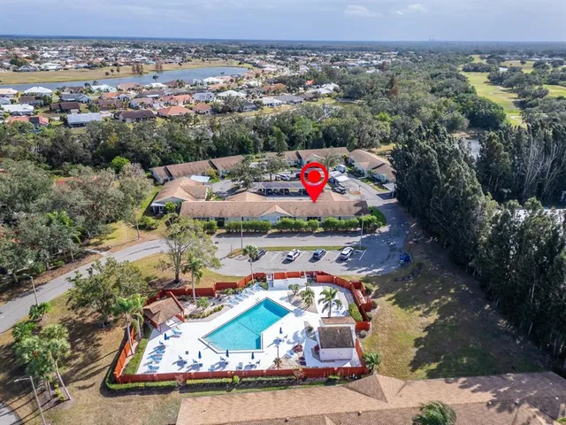 an aerial view of a house