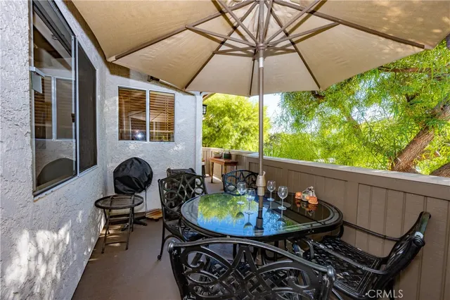 a view of a patio in the balcony
