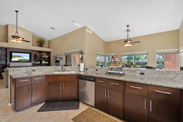 a kitchen with lots of counter top space
