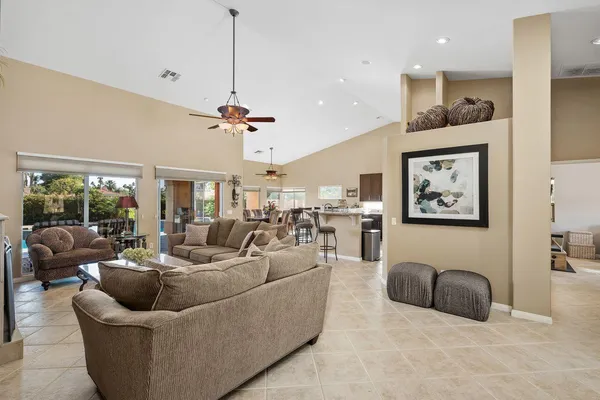 a living room with furniture