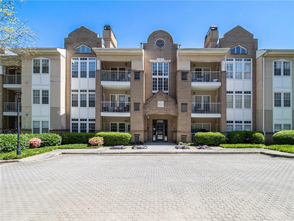 a front view of multi story residential apartment building