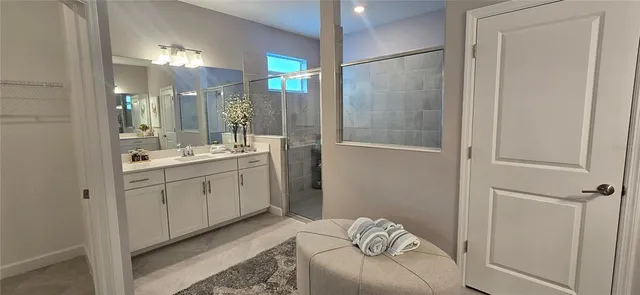 a bathroom with a shower