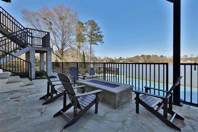 a view of a porch with furniture