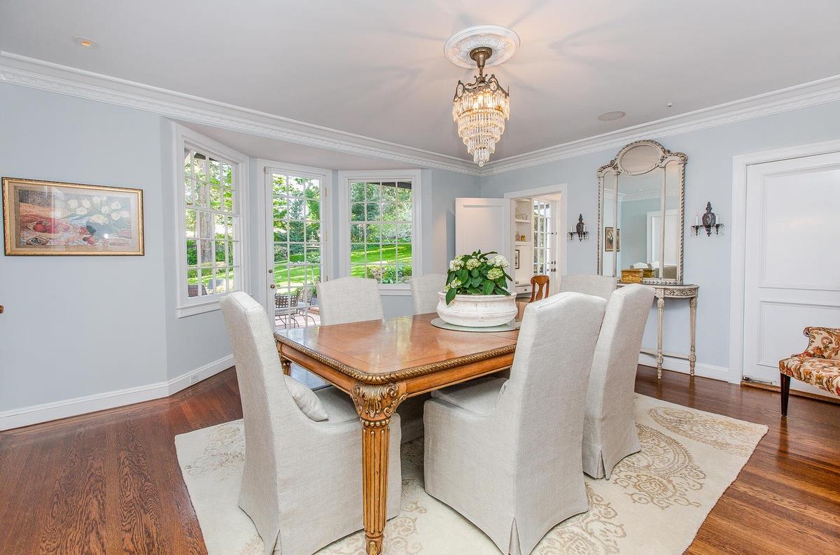 863 Chiltern Road Hillsborough, CA 94010 - Photo 13 of 50 a view of a dining room with furniture window and wooden floor