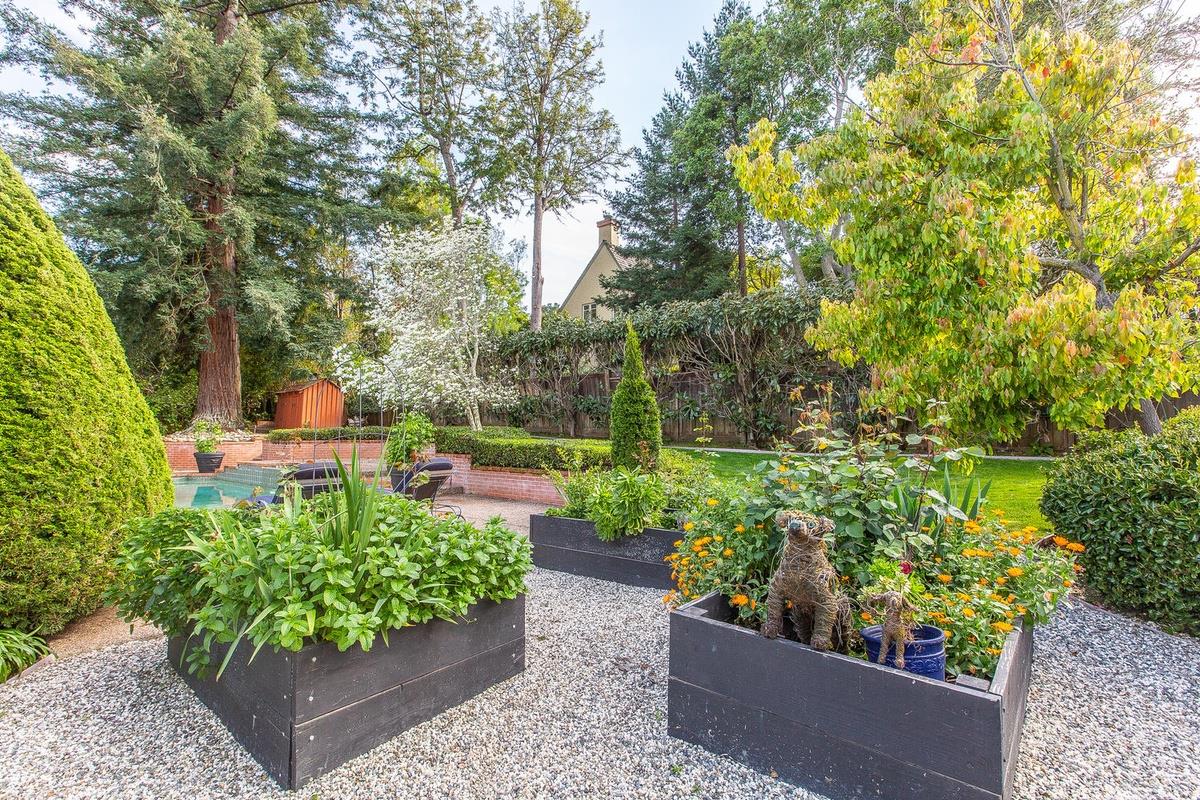 863 Chiltern Road Hillsborough, CA 94010 - Photo 43 of 50 a view of a garden with plants and large trees