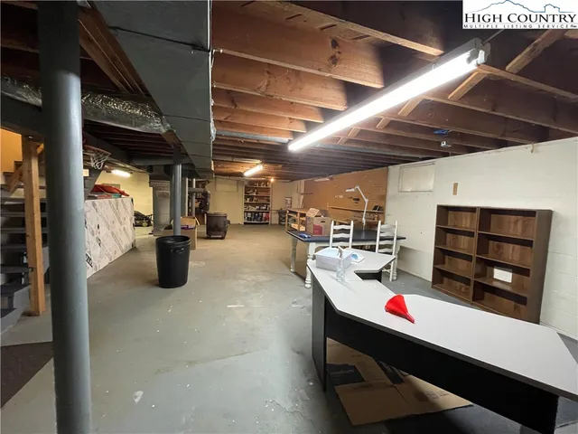 a view of a garage with window