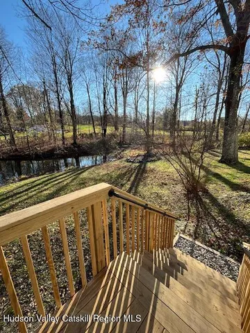 a view of a wooden bridge