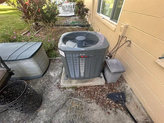 a view of a garden with a flower garden