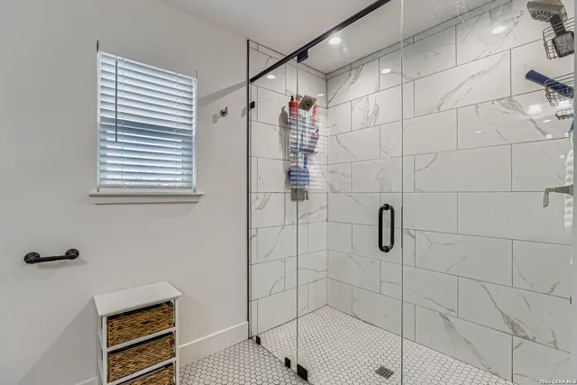 a bathroom with a shower