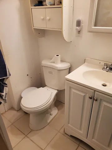 a white toilet sitting next to a bathroom sink