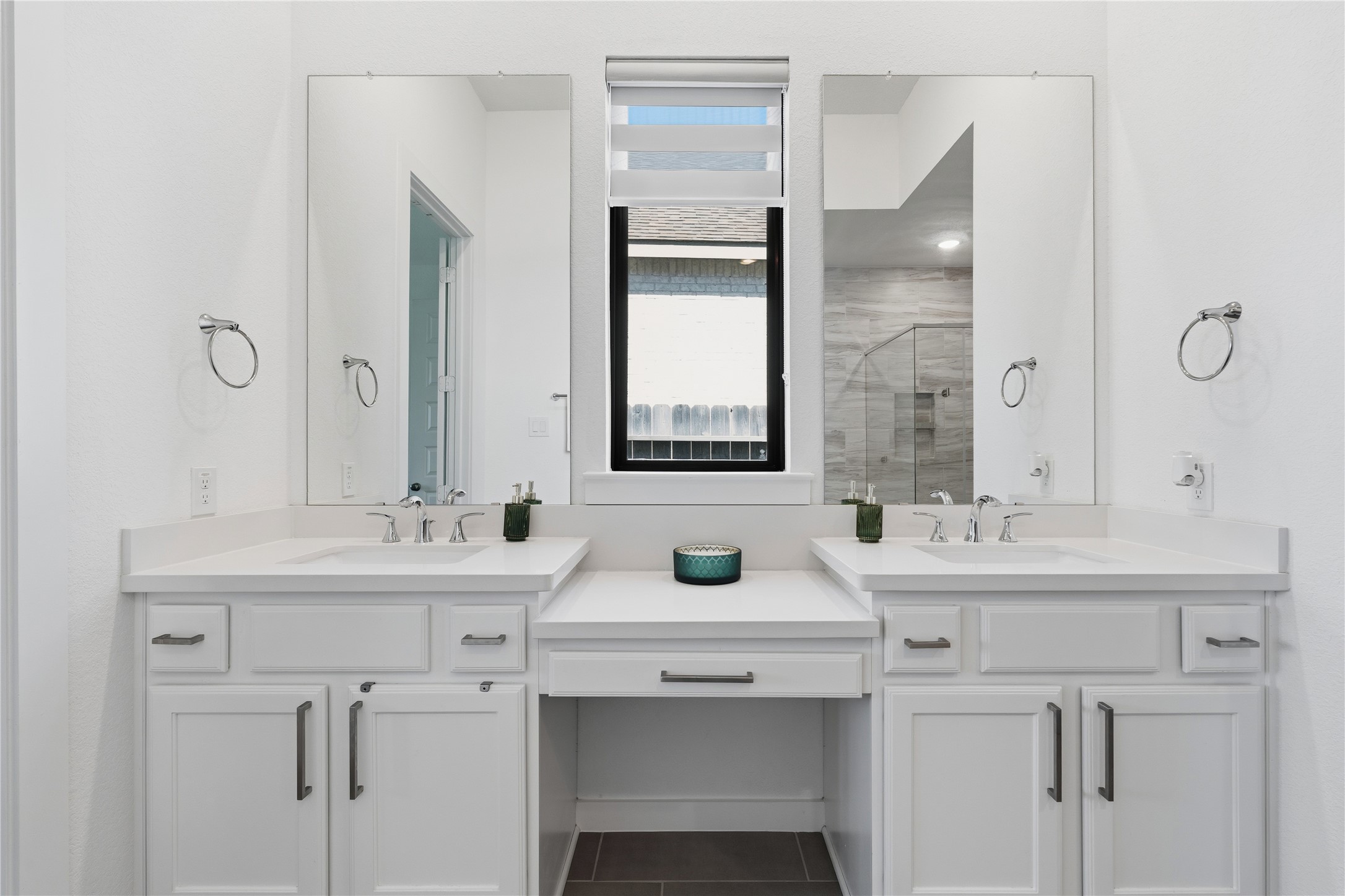 416 Bartlett Street Webster, TX 77598 - Photo 24 of 49 Primary bath double vanity with quartz counters and center makeup station