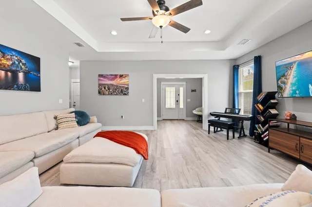 a bedroom with a bed and furniture