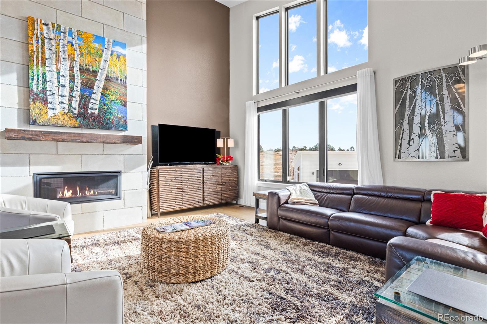 10205 Inspiration Drive Parker, CO 80138 - Photo 9 of 50 a living room with furniture a flat screen tv and a fireplace