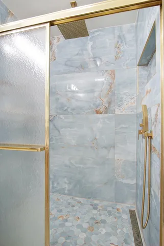 a bathroom with a shower