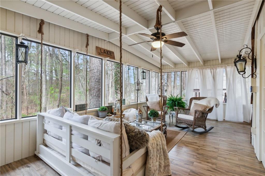 a living room with furniture