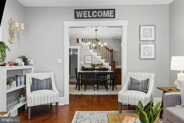 a living room with furniture