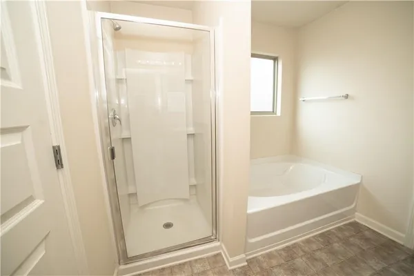 a bathroom with a bathtub