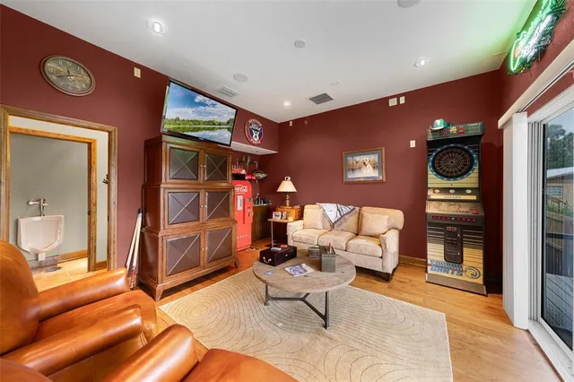 a living room with furniture