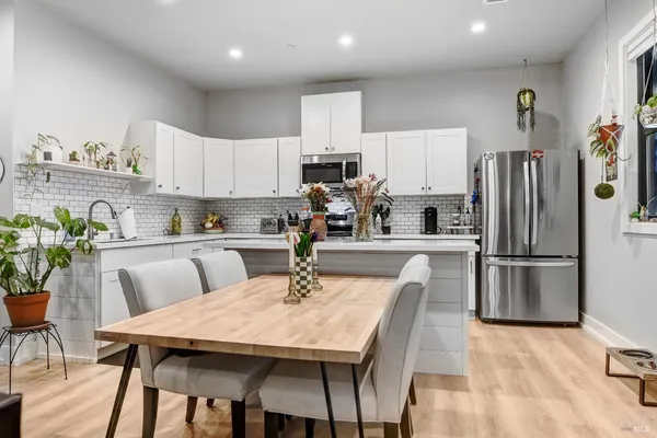 a view of a terrace with sitting area